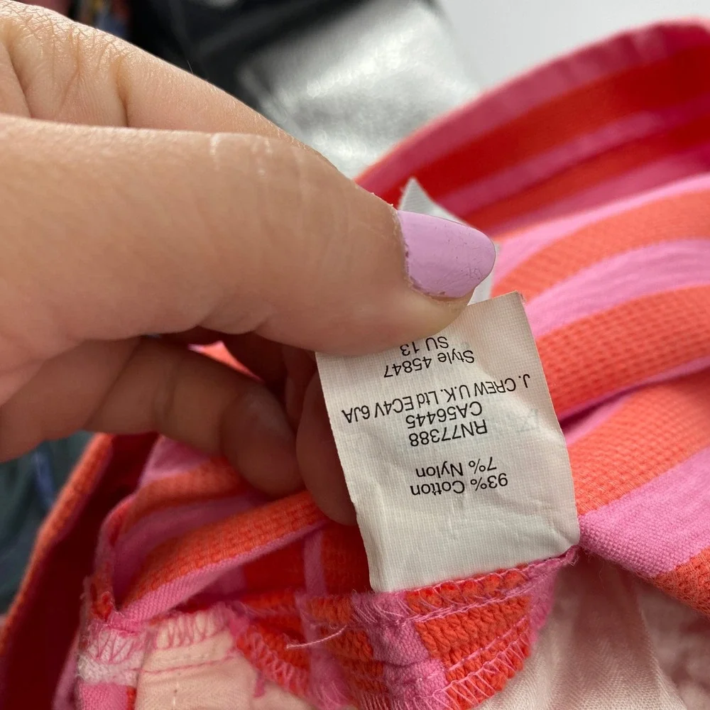 J. Crew Skirt Womens 10 Pink Orange Striped Cotton Blend Mini Skirt